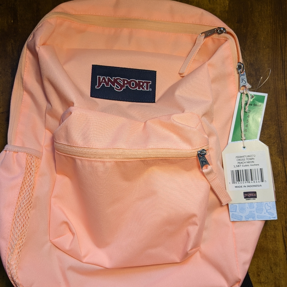 Jansport Backpack cross town peach neon nwt